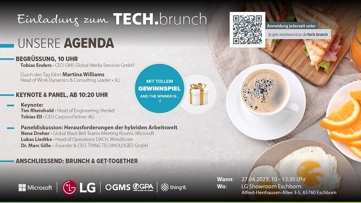 Es ist so weit: GMS lädt zum TECH.brunch!
Seid virtuell oder live vor Ort dabei ⬇
lp.gms-mediaservices.de/tech.brunch