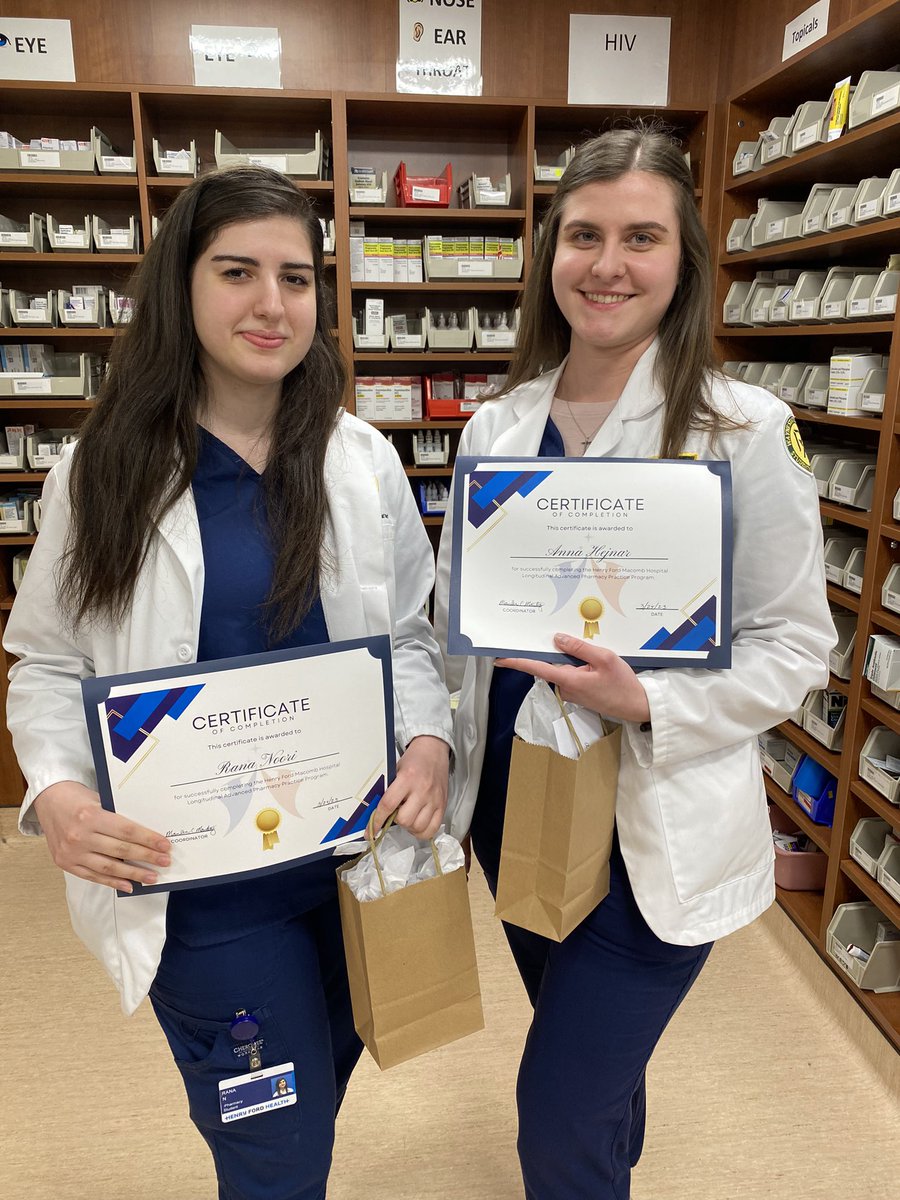 Thank you to our 2 longitudinal <a href="/wsuapplebaum/">Applebaum College of Pharmacy & Health Sciences</a> P4 students Rana and Anna for all your hard work this year! Good luck next year and congratulations! 🎉🙌🫶 #TwitterRX #pharmstudents
