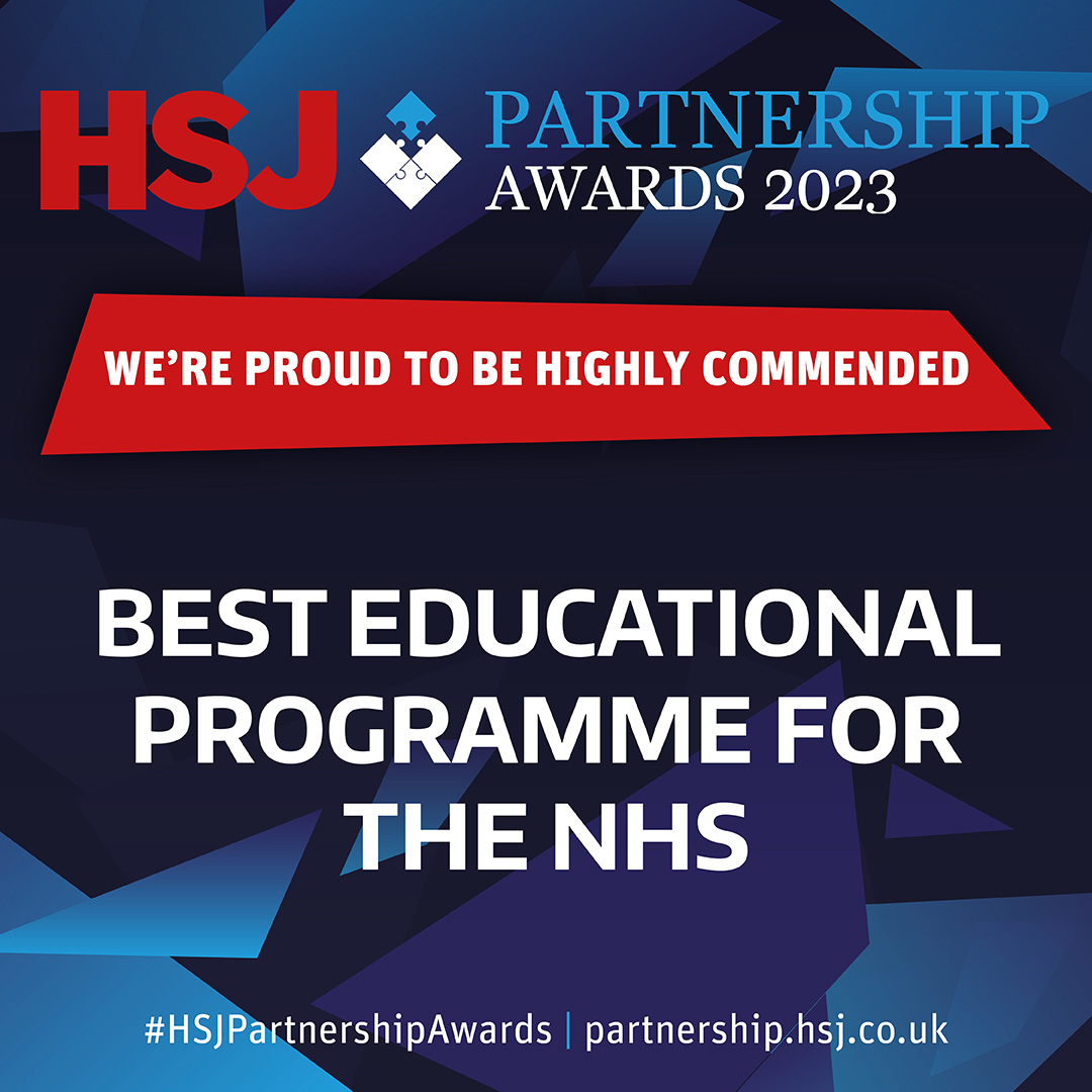So proud to have been awarded a High Commendation for Best Educational Programme at the HSJ Partnership Awards 2023, recognising our Clinical Holding training and our collaboration with @NHSEngland 🤩 #HSJPartnershipAwards @hsjpartnership Read more ▶️ bit.ly/3lLatTR