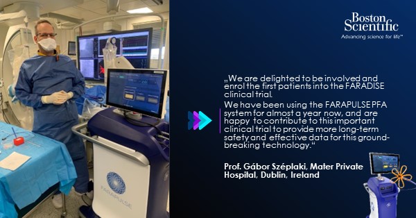 BSC_EU_Heart's tweet photo. Excited to announce the 1rst patient has been enrolled into FARADISE clinical trial by Prof Szeplaki &amp; team at @materprivate, Dublin.
The study, led by Prof. @boersma_lucas will collect real world data on use of FARAPULSE™ PFA system when used per hospitals’ standard of care. https://t.co/XhpqwtvsMB