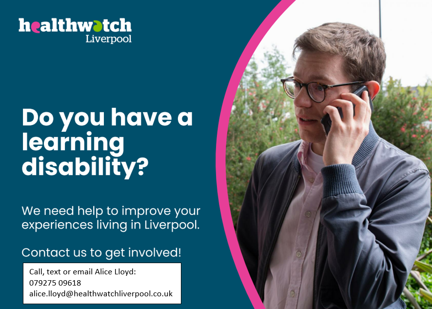 CANDDID (@canddid1) on Twitter photo Do you have a learning disability?
We need your help to improve your experiences! To get involved, please contact Alice Lloyd via email at alice.lloyd@healthwatchliverpool.co.uk or call 079275 09618. Do you have a learning disability?
We need your help to improve your experiences! To get involved, please contact Alice Lloyd via email at alice.lloyd@healthwatchliverpool.co.uk or call 079275 09618.