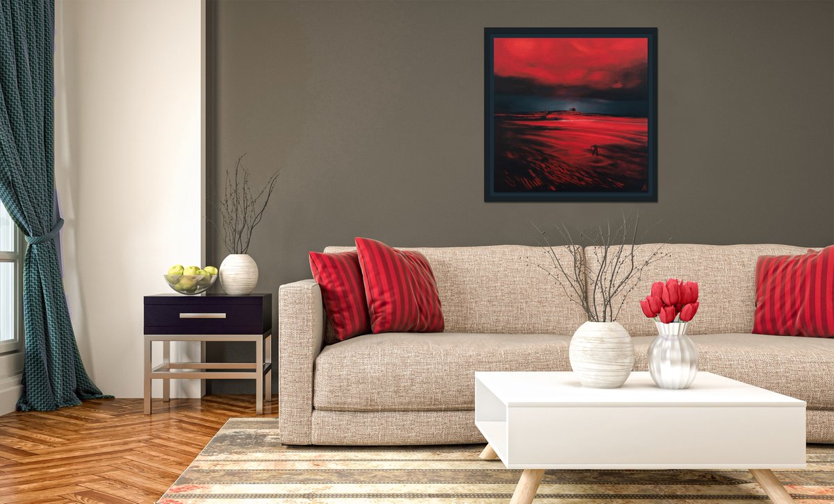 The first in "A Study in Colour" series, influenced by a perfect sunrise at #CamberSands #Ryeharbour A strong colourful underpin to add drama and a figure in the foreground... On display <a href="/Royal_Shopper/">Royal Victoria Place</a> until 25th April. #oilpainting #bespokegift