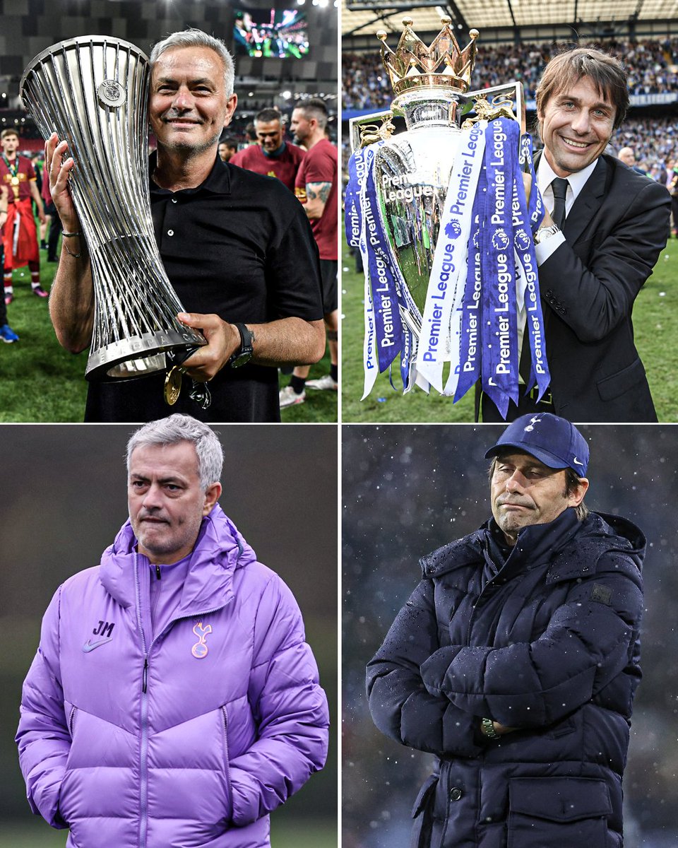 ESPNUK's tweet photo. Antonio Conte has won a trophy at every club that he has managed for over 50 games, except one.

Jose Mourinho has won a trophy at every club that he has managed for over 50 games, except one.

When will Tottenham lift a trophy again? 😬 https://t.co/AEKrOiL1Gl