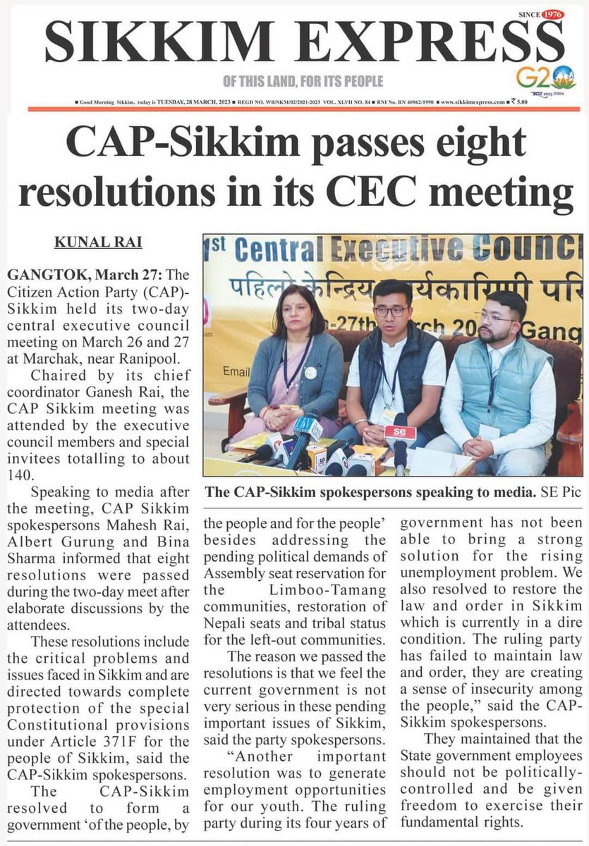 capsikkim's tweet photo. CAP News @sikkimexpress @gurung_albert21 @GaneshKRai https://t.co/iHQLWhFrsD