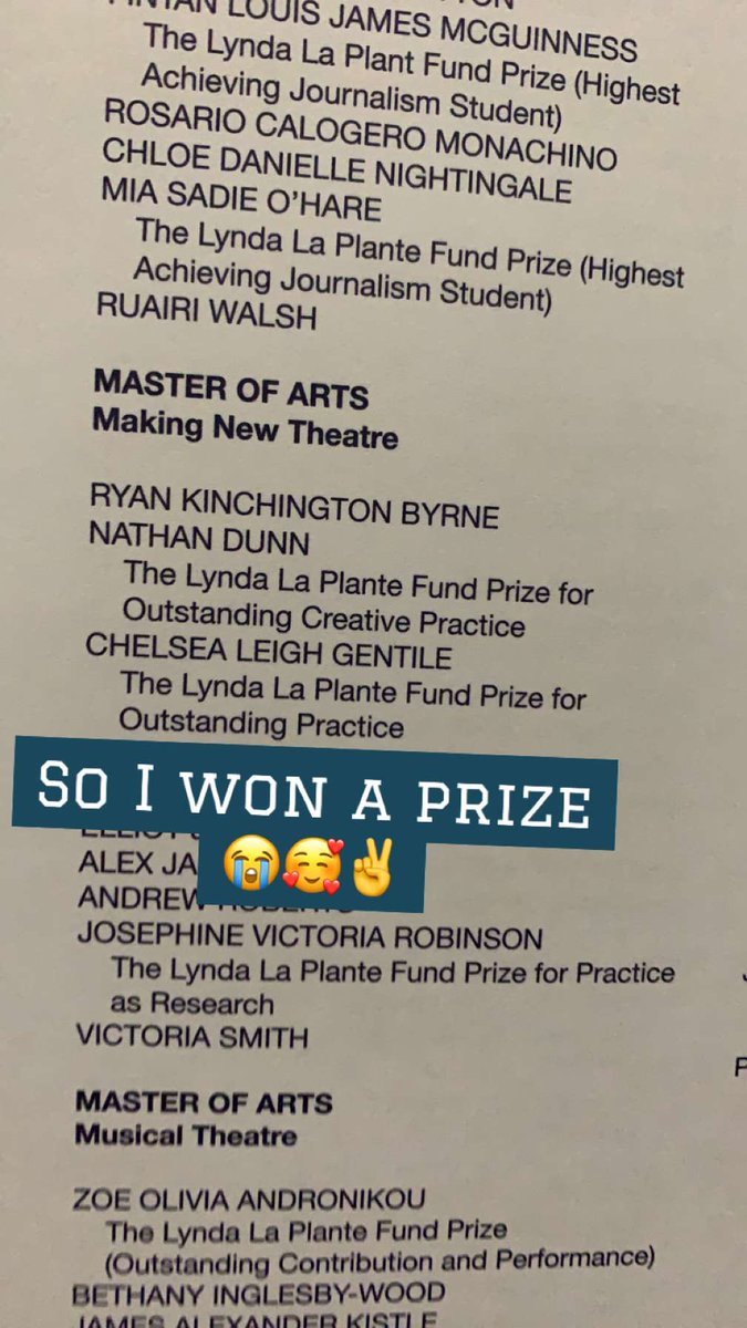 ChelseaGentile's tweet photo. 👩‍🎓 Making New Theatre MA ✔️ https://t.co/YP35VMVtwj