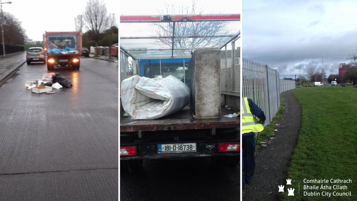 DubCityEnviro's tweet photo. Tony from our North Central Area team is out & about removing #illegal #dumping at Glin Grove & Adare Road whilst Denis is out litter picking & sweeping at the Malahide Road. Thanks guys. #wastemanagement #YourCouncil @DubCityCouncil #KeepDublinClean https://t.co/MqeNjuhBVO