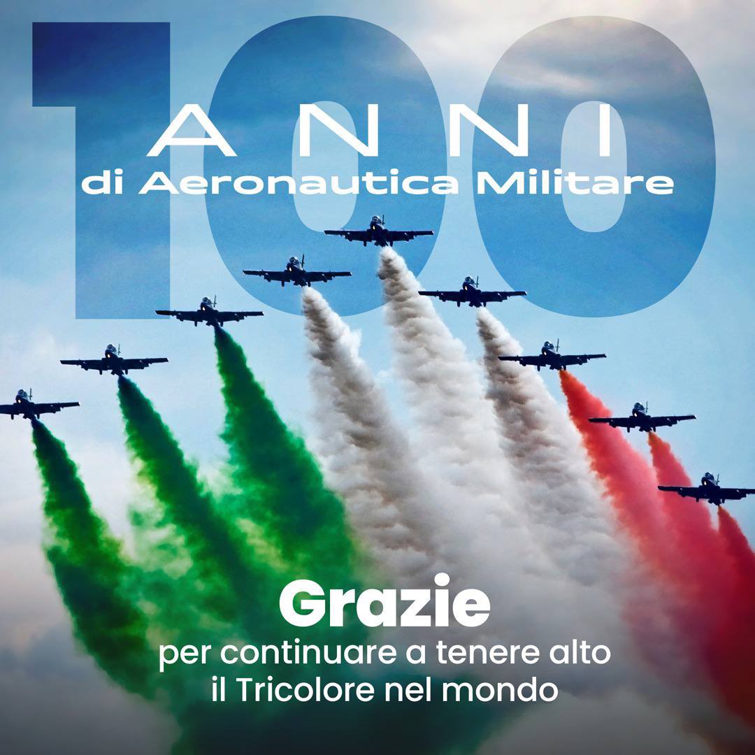 Oggi l’<a href="/ItalianAirForce/">Aeronautica Militare</a> celebra i 100 anni dalla nascita: un secolo di vita, di storia, di valori e di passioni, vissuto con orgoglio e dedizione al servizio del Paese. Auguri a tutte le donne e gli uomini dell'#AeronauticaMilitare 👏🏼 #AeronauticaMilitare100 <a href="/FratellidItalia/">Fratelli d'Italia 🇮🇹</a>