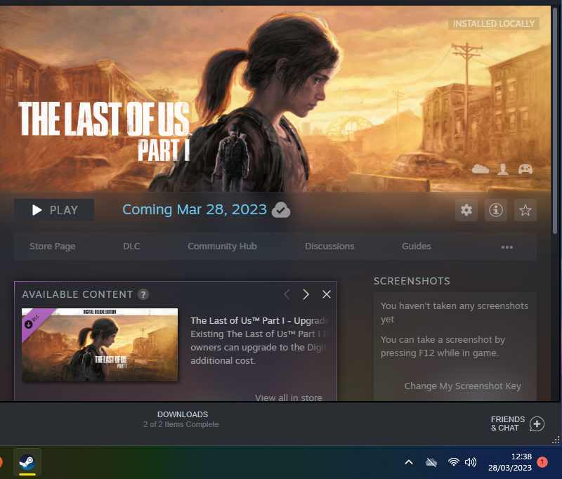 overworld's tweet photo. When it's March 28th and @Steam STILL won't let you play Last of Us Part 1!!?

Anybody else getting this? Is there a fix?

#lastofus #pc #steam #steampowered https://t.co/s2UytBtHbv