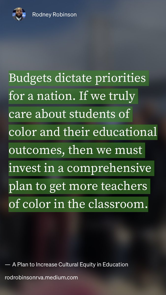 RodRobinsonRVA's tweet image. “A Plan to Increase Cultural Equity in Education” by Rodney Robinson
link.medium.com/0rHL7Wtexyb