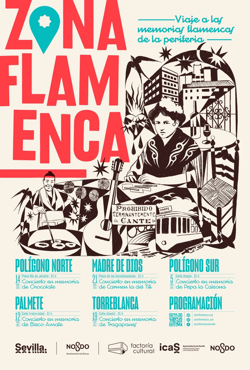 Teníamos muchas ganas de poder publicar esta obra de arte del ilustrador JLR y el diseñador Ricardo Barquín Molero para la nueva edición de Zona Flamenca.😍

Poco a poco os iremos publicando el elenco de artistas, pero ya tenemos las fechas para cada barrio, así que id apuntando.