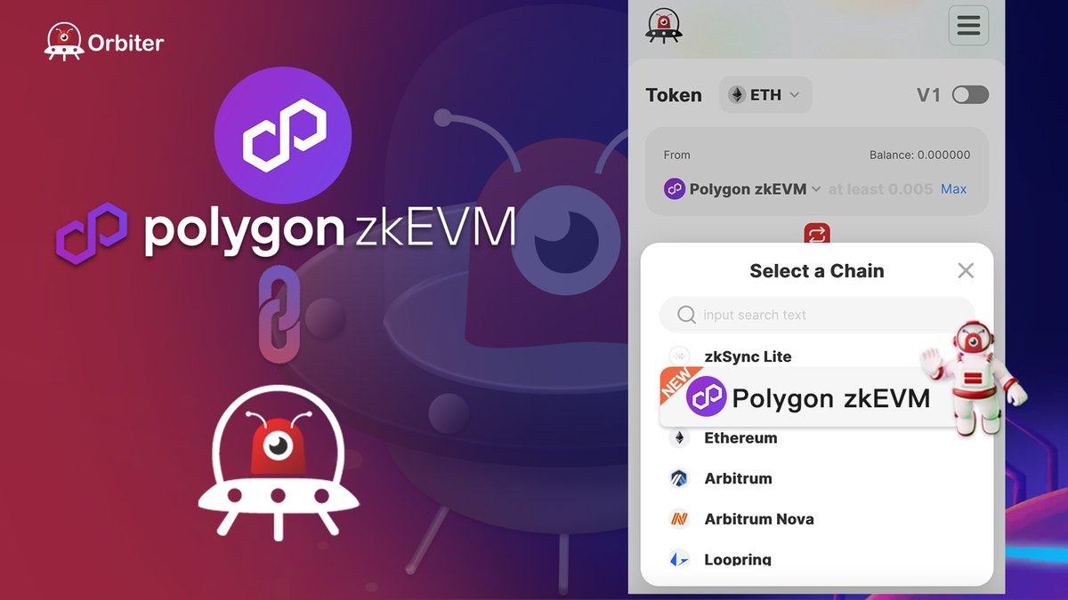 Orbiter_Finance's tweet photo. 🛸 Yes, you never have to wait too long.
🤘Polygon zkEVM @0xPolygon is coming!

Try it out: 🫴https://t.co/7PMMUP1NFs https://t.co/rlfIxmJkhQ