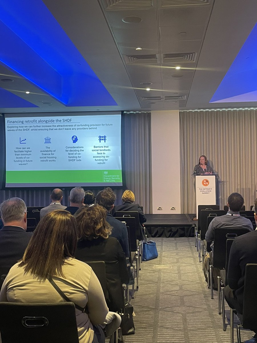 Caroline Withey talking about the allocation of Wave 2.1 of the Social Housing Decarbonisation Fund and where’s next for future funding rounds #retrofitchallenge <a href="/energygovuk/">Department for Energy Security and Net Zero</a>