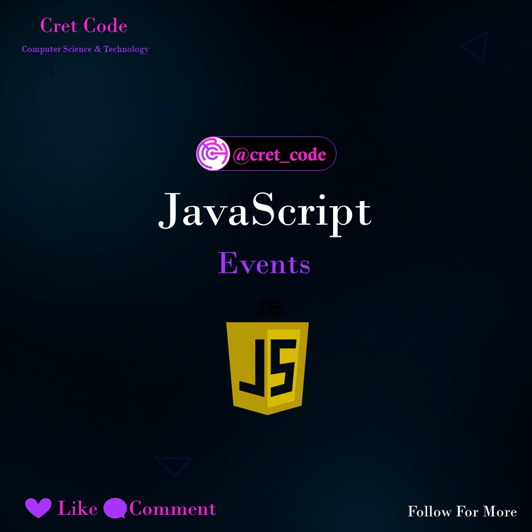 cret_code's tweet image. JavaScript Events/JS Event
Tags- #javascript #javascriptevents #javascriptdeveloper #js #programming #code #coding #web #website #webdevelopment #webdeveloper #angular #nodejs #reactjs #codinglife #coderlife #programmerlife #events #mouseevents #javascriptlearning