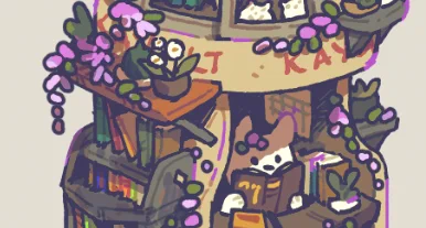 wrapping up the zine I'm compiling for doujima uwu11 yakult buildings with a few bonus doodles~ 