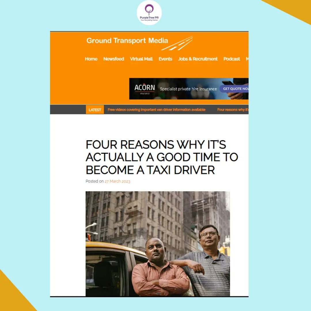 PurpletreePr's tweet photo. Happy International Driver's Day! 🚕👨‍✈️ We're excited to celebrate with our client TAXI BUTLER, who was featured in Ground Transportation Media for their recent article, "Four Reasons Why It's Actually a Good Time to Become a Taxi Driver." Congrats to our amazing partner. https://t.co/Xq1yf4Q9b4
