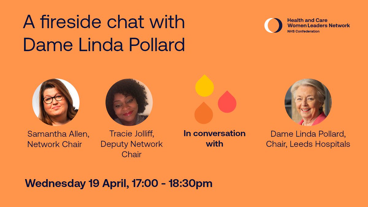 hcwomenleaders's tweet photo. Join us for the networks first fireside chat on 19 April at 5pm. Listen to @samanthallen and @TracieJolliff in conversation with Dame Linda Pollard.

Register for your place to hear about Dame Linda's career journey and challenges along the way.

👉 https://t.co/L2IP9Rq7Dy https://t.co/RrbYsQT6FH