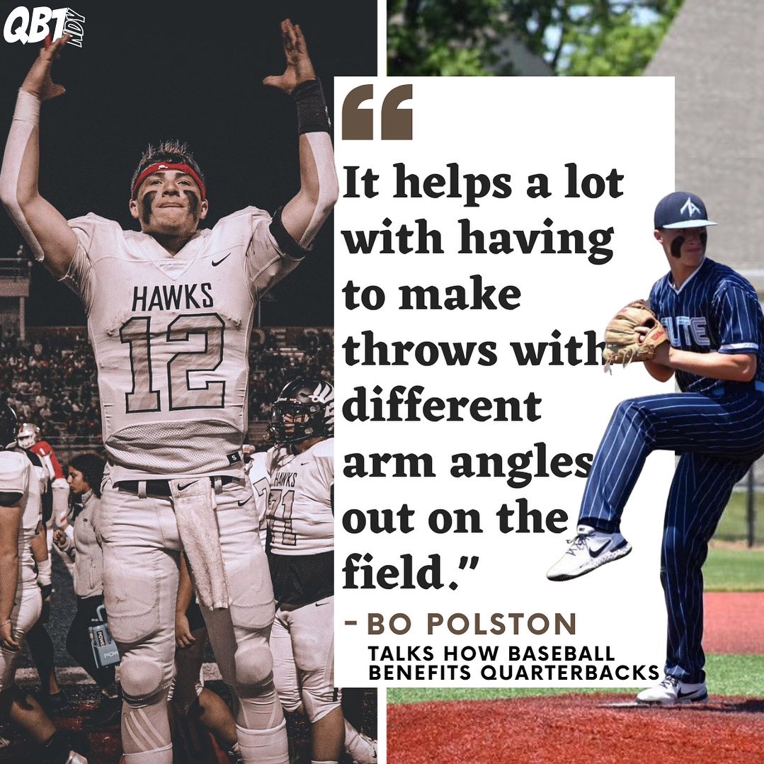qb1ndy's tweet photo. Baseball ⚾️ season is here! @BoPolston tells us how that helps him as a QB.
“It helps a lot with having to make throws with different arm angles out on the field.”
#qb1indy #qb1quote #baseballszn #seasonopener https://t.co/l6I676l59V