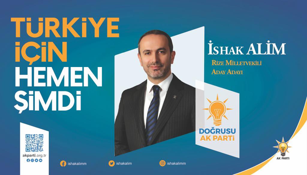 Ak Parti teşkilatının her kademesinde görev yapmış,  Rize’nin sevilen ismi , Ak Parti teşkilatını ve Rize’yi en iyi şekilde tanıyan Rize AK PARTİ Aday Adayı İSHAK ALİM .. çıkmış olduğun bu yolda başarılar diliyorum Başkanım  💪🏻