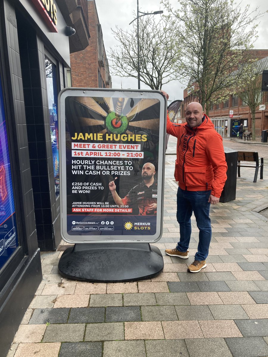 jamiehughes180's tweet photo. Iโll be at Merkur Slots Wolverhampton this Saturday. Get yourselves down there for a day of darts and a chance to throw on the golf dartboard, also cash prizes to be won๐ฏ๐ฏ๐ฏ๐ฏ https://t.co/CEenpQo1Gt