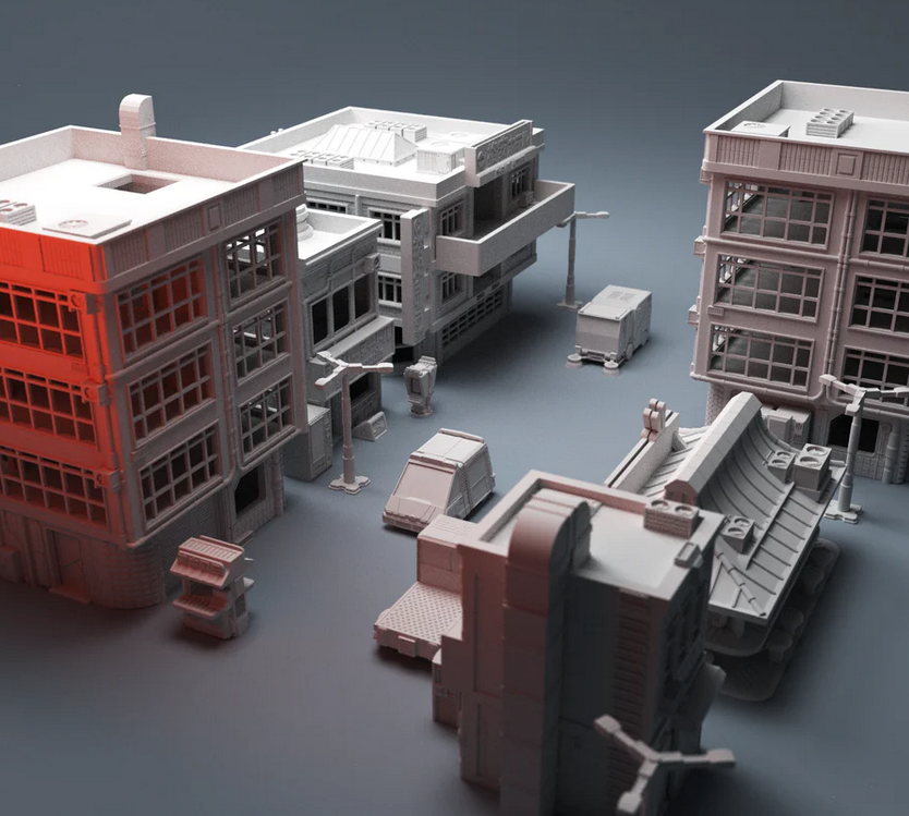 Corvusgamester1's tweet photo. The #cyberpunk 28mm terrain bundle is doing extremely well this week for some odd reason. 5 buildings, 3 vehicles & scatter terrain. https://t.co/NVDXAnbCa5 #3Dprinting #wargaming #infinitythegame #realitysedge #judgedredd #necromunda #stargrave #tabletopgaming #scifi #terrain https://t.co/gNcXnVWc3f