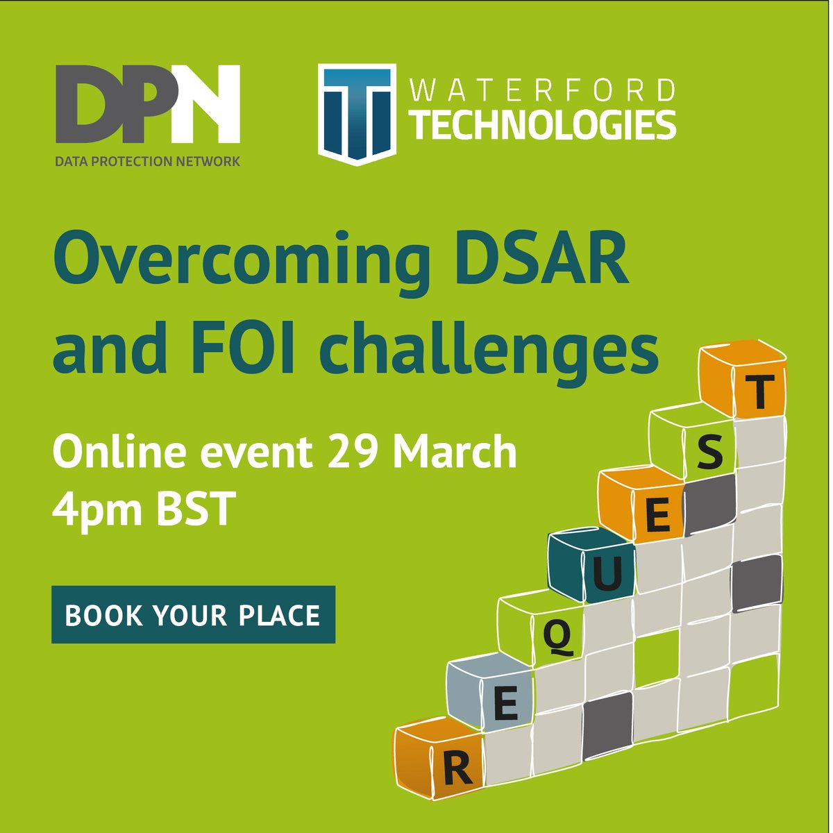 dpntweet's tweet image. 600+ have booked to join this week's webinar on Data Subject Access Requests and FOI requests.  Join us at 4pm BST on Wednesday for tips on how to get processes for handling requests on track
☛ dpnetwork.org.uk/events/data-su…
@Waterford_Tech 
#FOIA #dsar #gdpr