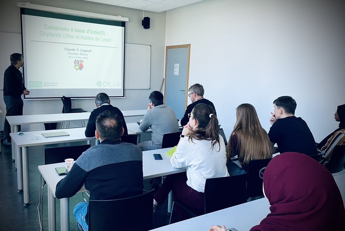 Blanchard_Lab's tweet photo. 1st lecture of the Alsatian Tour of @CYL_Lab @USherbrooke in @UHA68 today. Great talk with exciting mechanistic investigations ! thanks to @BizetVincent as the local host. @HyperIodine @LIMA_UMR7042 https://t.co/2QTagwfJl6