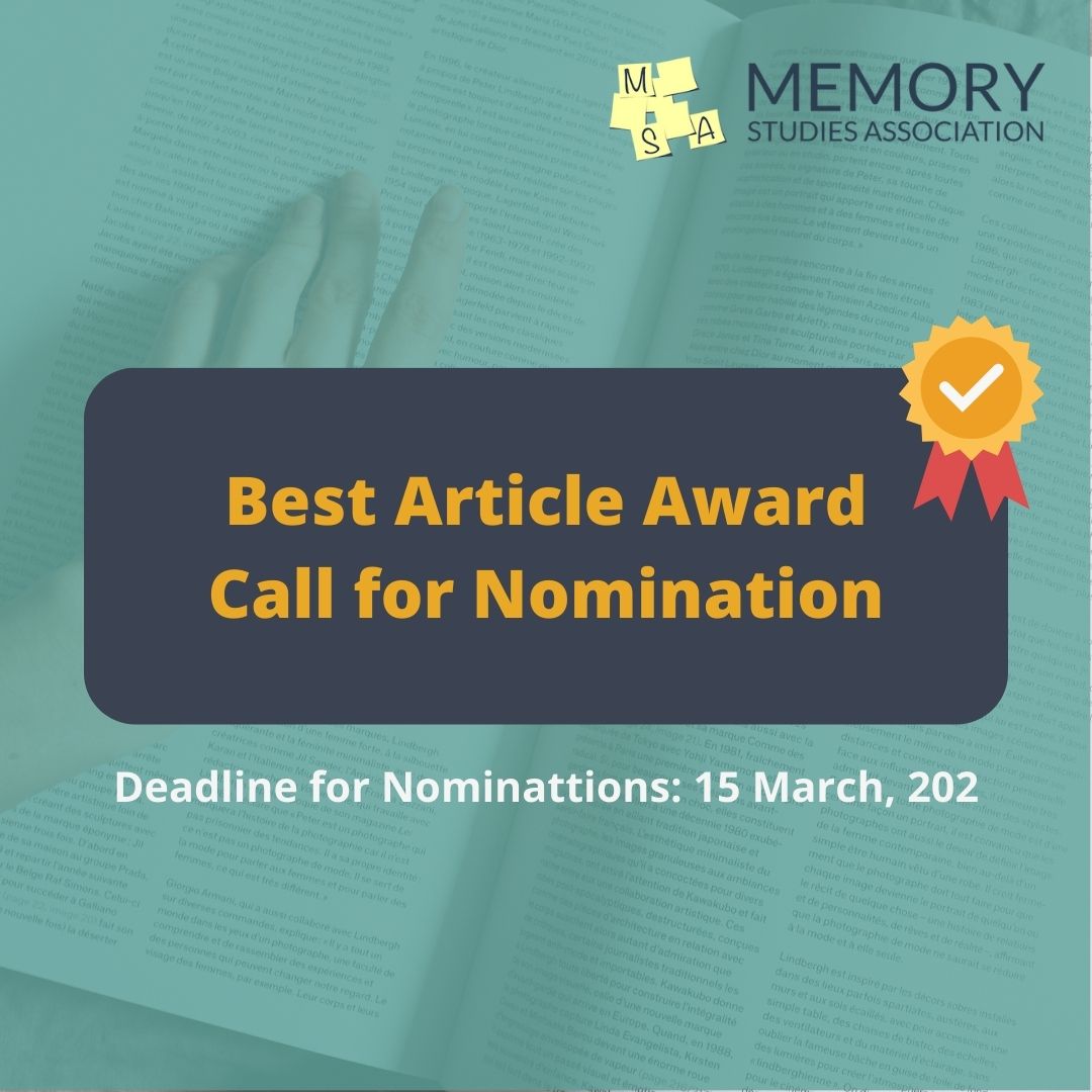 MemStudiesAssoc's tweet photo. #CallforNomination : Best Article award
โ๏ธDeadline: 15 April
The Polish Memory Studies Group, a regional group of the Memory Studies Association, invites nominations for an award for the best scholarly article in memory studies.
Nominations details: https://t.co/yJksCF1J68 https://t.co/t70ggoTTW2