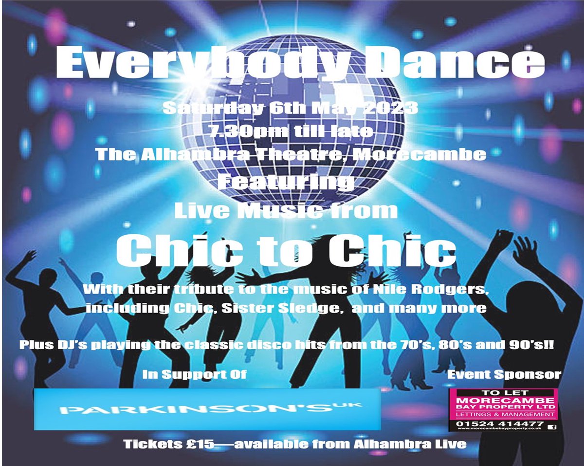 Disco lovers – you don’t want to miss this!
Everybody Dance – featuring the UK’s number one tribute to the music of Nile Rodgers! CHIC TO CHIC... With support from DJ’s playing the Disco Classics! alhambralive.com/event/everybod…