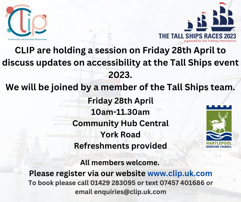 Our Tall Ships session can be booked via eventbrite following the link: eventbrite.co.uk/e/601382239467