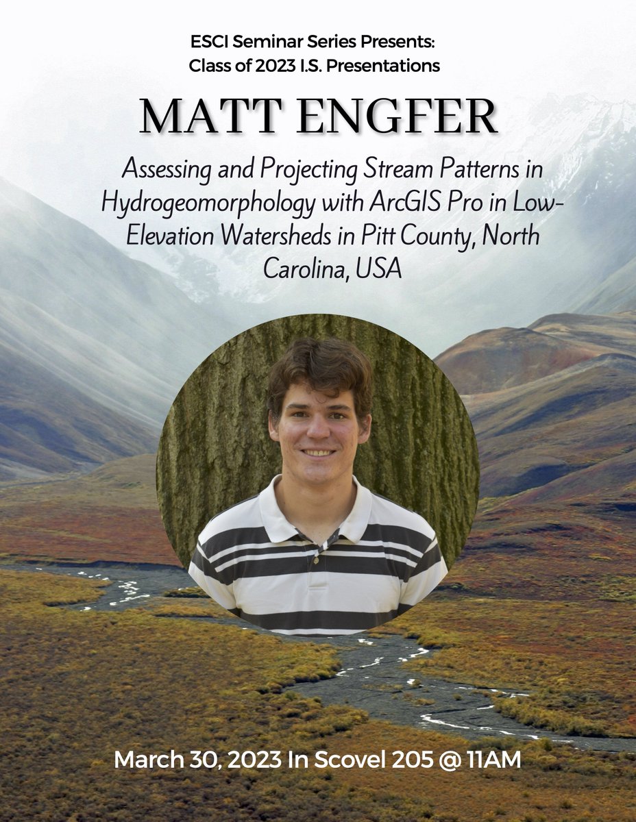 Spring break is over and I.S. Monday is behind us, so that means that we're resuming I.S. presentations. Join us in Scovel 205 on Thursday at 11 am to hear about nuclear densitometers(!), glacial surge, and stream patterns.