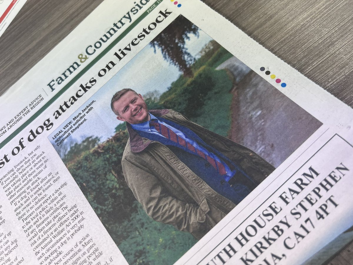 CarolODonoeg's tweet image. Lambing season is in full flow so a good time to brush up on the law on dog attacks on livestock - helpful advice from @Cartmells Agri lawyer Mark Jackson in the latest @CWHerald Farm &amp;amp; Countryside Supplement out now #farm #livestock #dogattacks