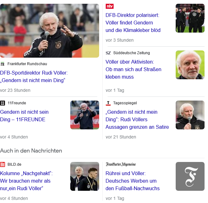 Ich finde gut, dass #Völler so deutlich beweist, dass ein "unpolitischer Fußball" vor allem ein extrem politischer Fußball mit konservativen bis nationalen politischen Botschaften ist.
