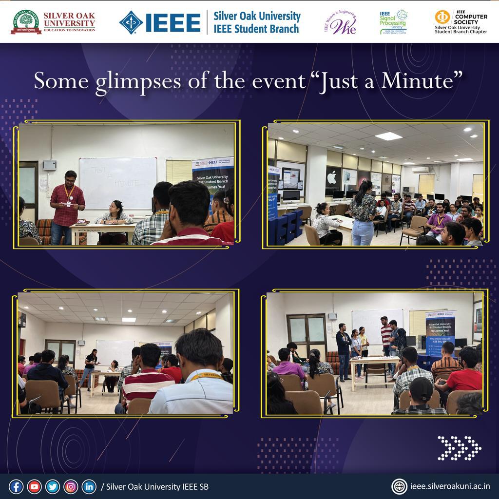 IEEE_SilverOak's tweet photo. #IEEESOUWIEAG organised an interactive competition called #JustAMinute adjudicated by Hotri Trivedi, Chairperson of #IEEESOUWIEAG on 10 Mar ’23 where all the entrants were encouraged to speak out their different perspectives without the fear of being abashed.#ieee #sou #souevents https://t.co/6yN9XkbXue