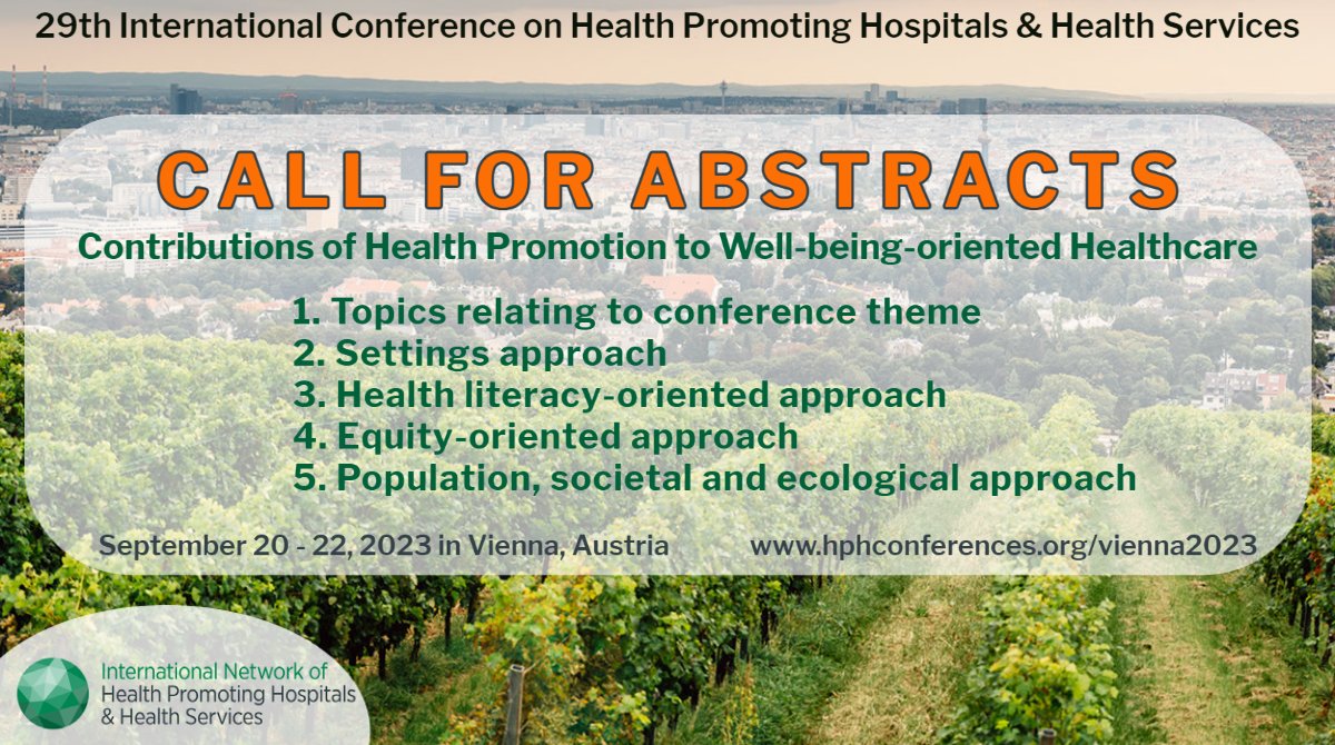 International HPH Network (@hphnetwork) on Twitter photo Call for abstracts!
⭐ Deadline extended until April 16, 2023 ⭐
More info here:
hphconferences.org/abstract-submi… Call for abstracts!
⭐ Deadline extended until April 16, 2023 ⭐
More info here:
hphconferences.org/abstract-submi…