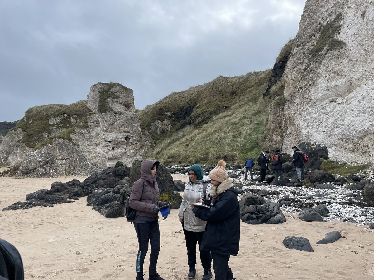 LangleyGSGeog's tweet photo. Day 2: the year 12 #LGSIndependent geographers are exploring the geodiversity of the N Antrim coast, here at White Rocks - using deliberately engineered dodgy fieldwork to develop evaluation skills https://t.co/UAzdjk5P0P
