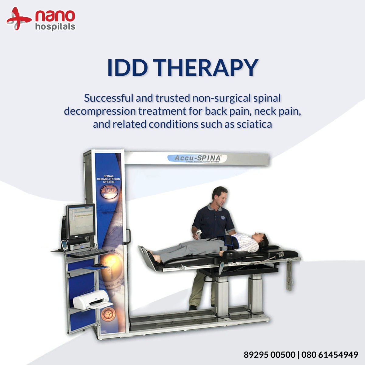 HospitalsNano's tweet photo. Nano Hospitals takes pride in introducing a non-surgical treatment for disc problems, back aches, and neck pain, the first of its kind in Karnataka✨
Call us: 89295 00500
Visit Us: https://t.co/seVX0OZmTt
#IDDtherapy #backpain #NeckPain #relievepain #NanoHospitals #Bengaluru https://t.co/MVXZWBJ0vu