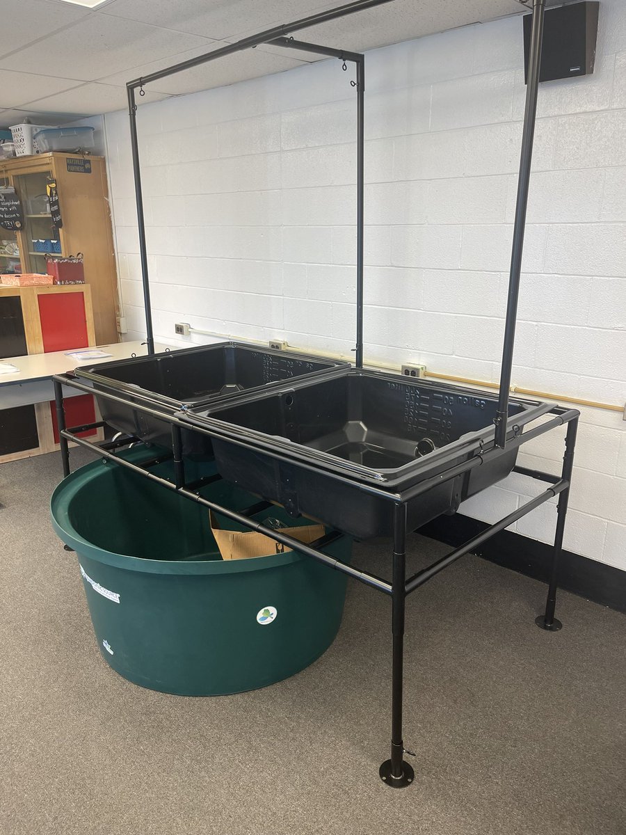 FoxfireCareers's tweet photo. Thank you to our Maintenance crew for putting together our new Aquaponics system we received in a grant from @battelleforkids. The students are excited to get fish added and begin growing awesome things! Mrs. Powell has done a great job with her initiatives in her STEM classroom! https://t.co/8b1R2AxRX7