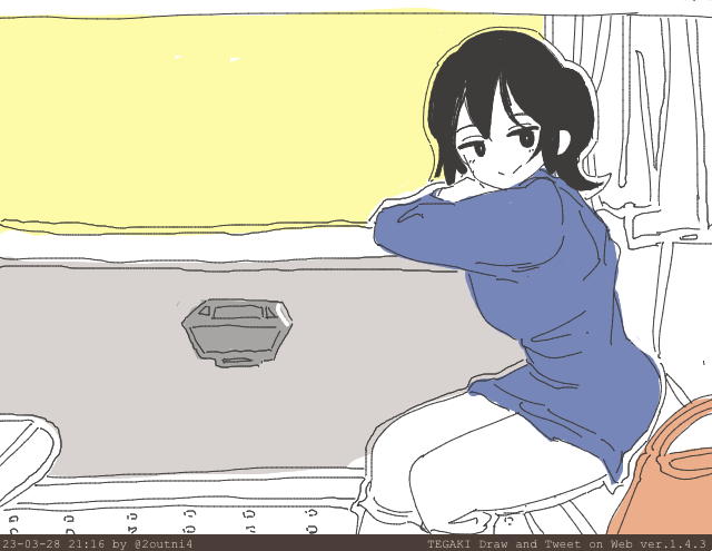 遠く汽車の窓辺からは
春風も見えるでしょう #tegaki_dt 