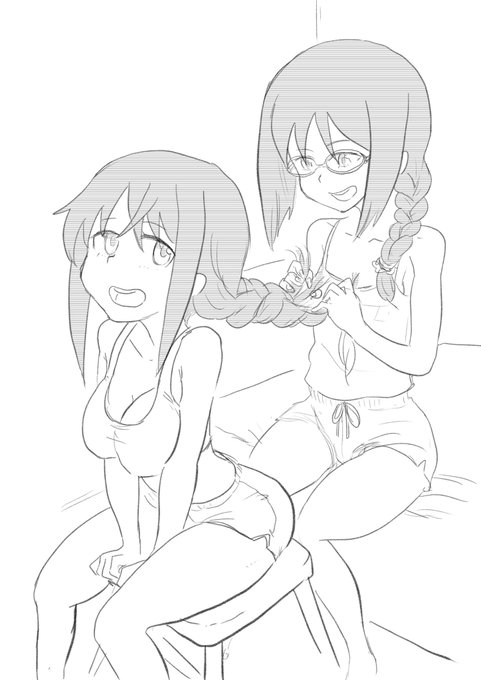 ウスイホンにBoostいただいた方に配布したお礼絵がげんじつに……ついでにシタラちゃんの三つ編みもほちい…#アリスギアお絵かき 