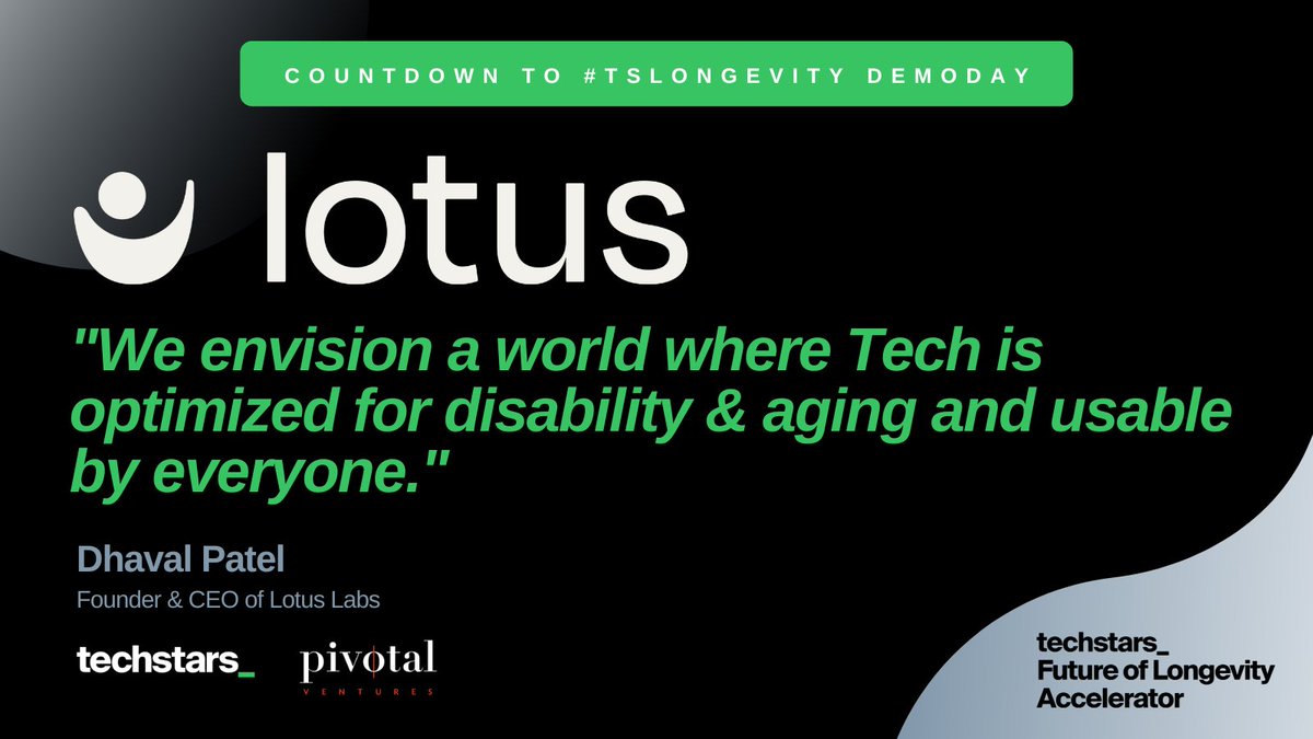 Today we are 4 (week)days away from the #TSLongevity Investment Summit and DEMO DAY! We will feature one company per day leading up to this event!

Today is Lotus Labs. Join us on April 3 to hear more.

Register here - tsta.rs/2muY50NtC9c

<a href="/Techstars/">Techstars</a> <a href="/pivotalventures/">Pivotal Ventures</a>