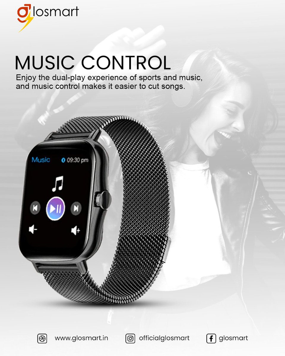#musiccontrol
Enjoy the dual-play experience of sports and music control makes it easier to cut songs.

#glosmart #smartwatch #fitness #technology  #fashion #officialglosmart #smartlook #watches #viratkholi #noisesmartwatch #fitness #smartlife #waterproofwatch #sportsmode