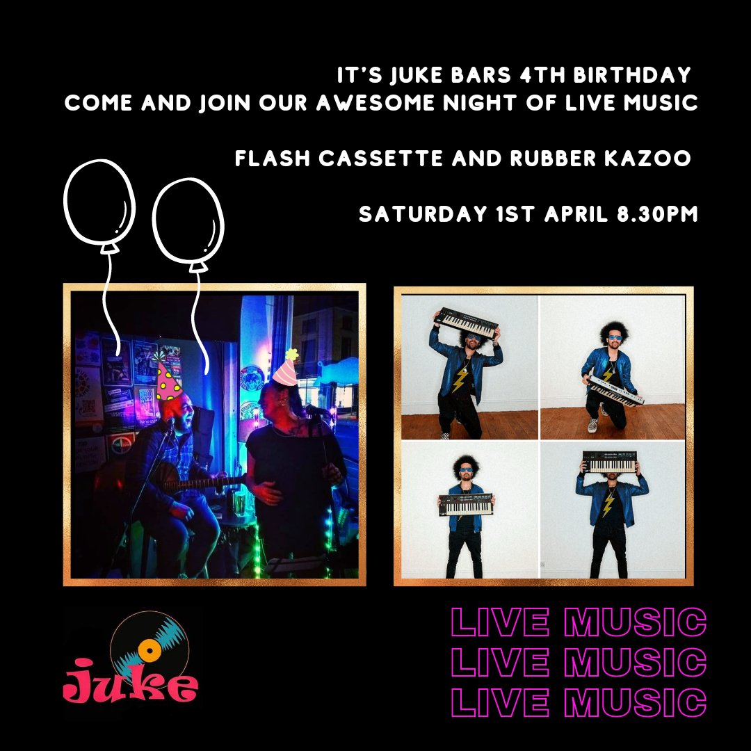 This Saturday at Juke Bar, Bradford we have the awesome Rubber Kazoo and Fladh Cassette performing live for you! 🥳🥳🥳🥳 #bradfordmusicscene @BradfordMusicSc