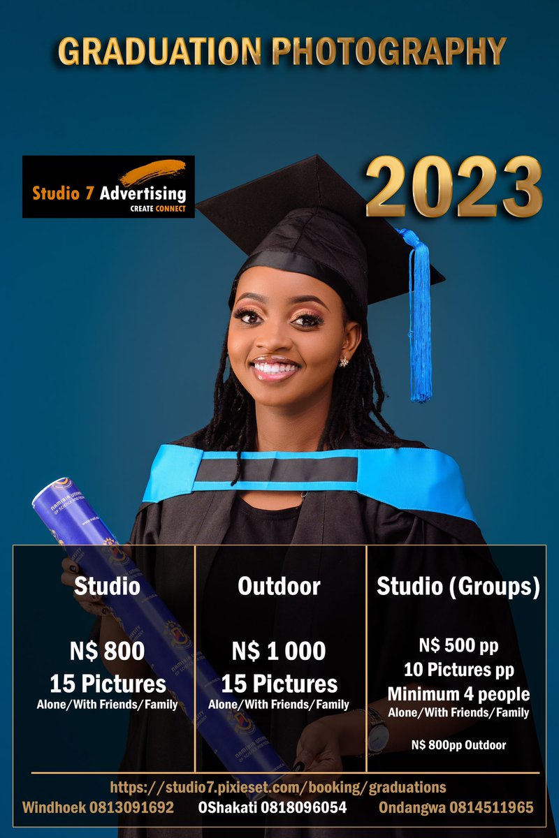 Studio7nam's tweet photo. Graduation Photography
N$ 800. 

https://t.co/YkuQO7wyik https://t.co/y81ZaX7Ojj