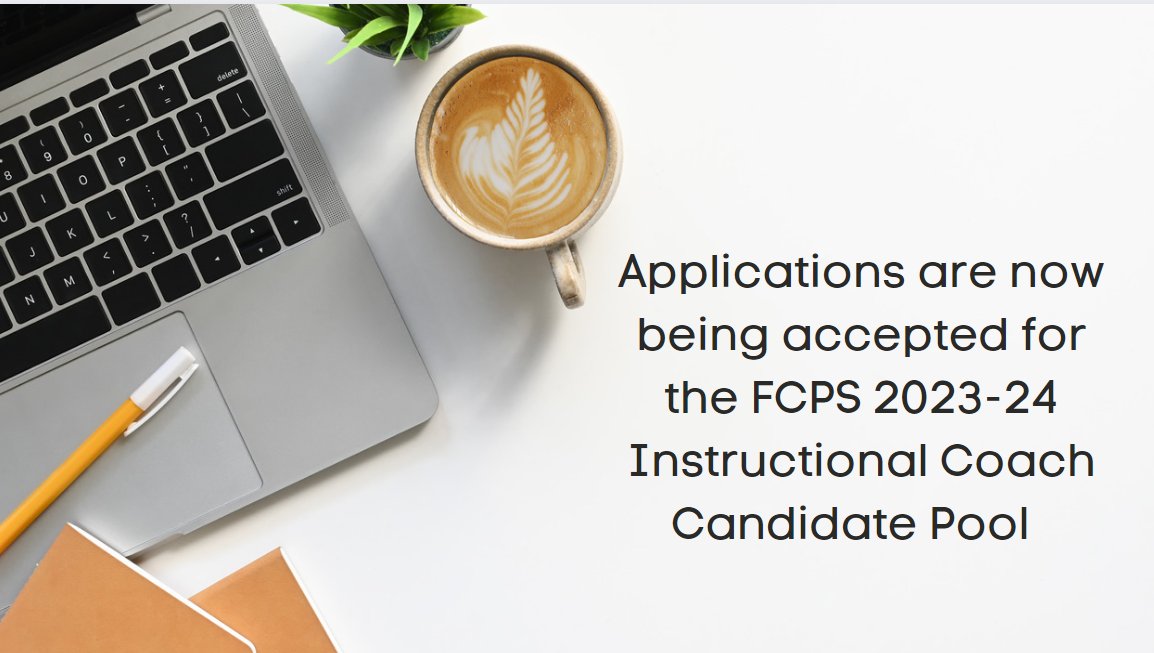 Teacher Leaders, Fairfax County Public Schools is now accepting applications for the Instructional Coach candidate pool.  Apply here: bit.ly/42PaB5F