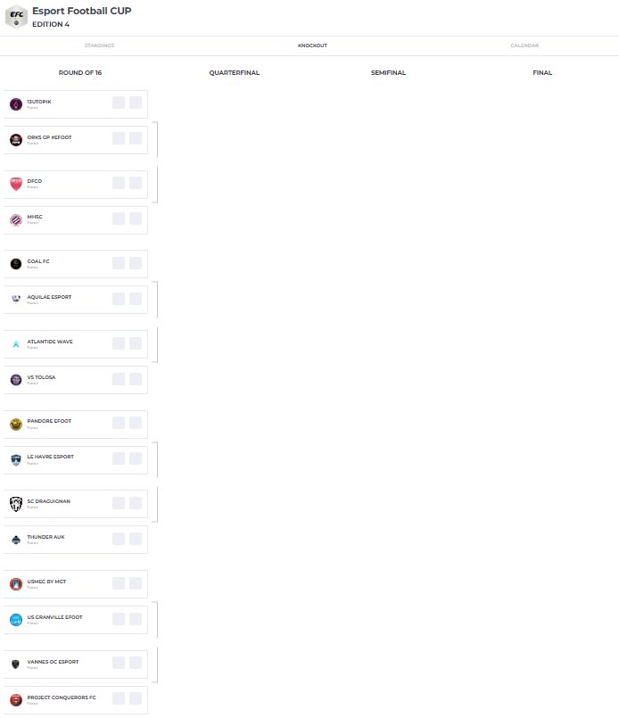 | EFC
| 1/8 &amp; 1/4
| twitch.tv/esportfa

L’édition #4 de l’EFC continue 
ce soir ! ⚽️ 

#FIFA23 #clubpro #proclubs #eSport #twitch