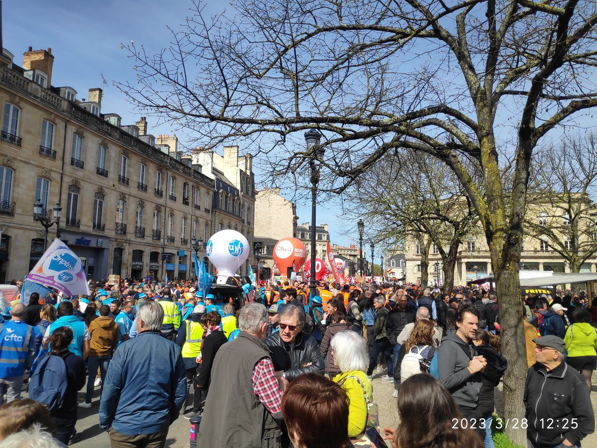 ElonMuscle236's tweet photo. Encore une grosse mobilisation à Bordeaux ! Bien organisée ! #Bordeaux #ReformeDesRetraites #Revolution #Sudouest #MotionDeCensureTransPartisane #MotionDeCensure #Greve20et21mars #Greve23Mars #combat #manifestation #Manifestations #legitimite https://t.co/4PWtXwtwaF