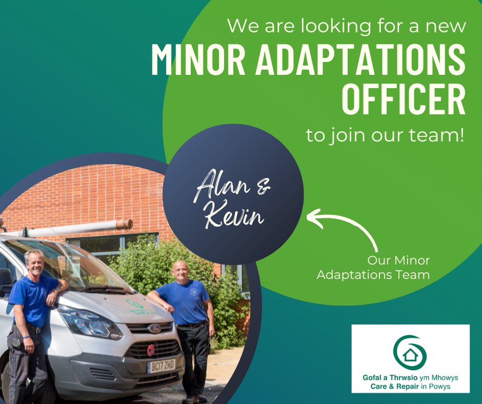 NEW POST! Minor Adaptations Officer (South Powys)

✔️Hours: 35 Hours per week
✔️Base: Home based
✔️Salary: £22,759.00 per annum
✔️Closing Date: 17th April 2023
For more information or to apply please use the link below -
crpowys.co.uk/recruitment