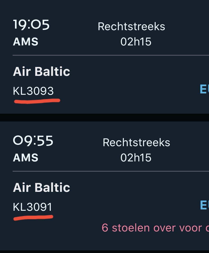 iMitiga's tweet photo. @KLM Dat snap ik dan eigenlijk niet, want de vluchten krijgen wel zo'n KLM nummer en vind je dus door te zoeken op de KLM site/app. Hoe weet ik dan of ik wel of niet miles en XP kan krijgen? https://t.co/nnjgSX5nU6