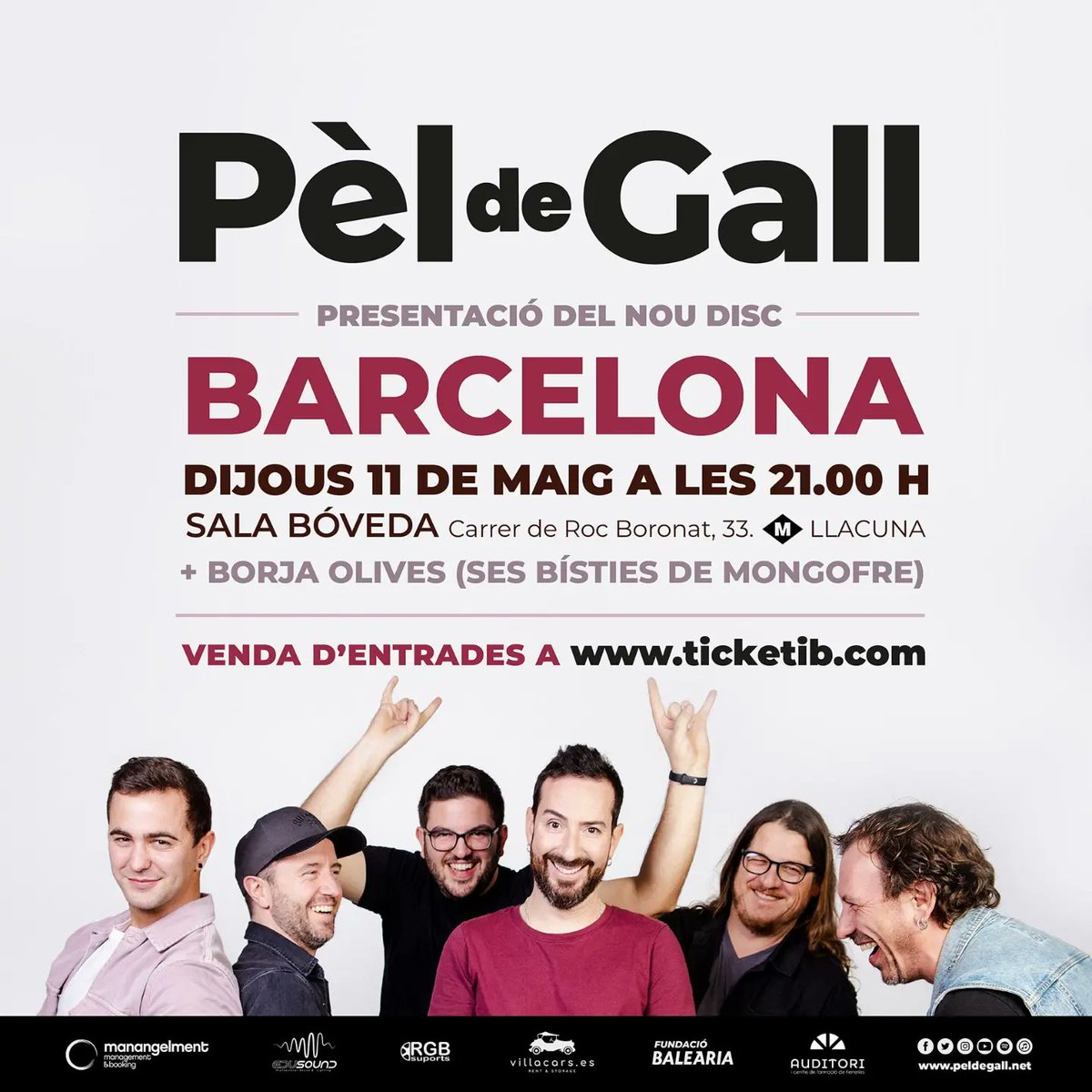 Peldegall's tweet photo. Dia 11/05 concert de presentació a BCN! No hi podeu faltar!!!

Entrades aquí:
https://t.co/dmUwCxeCby https://t.co/do7Egv49y9