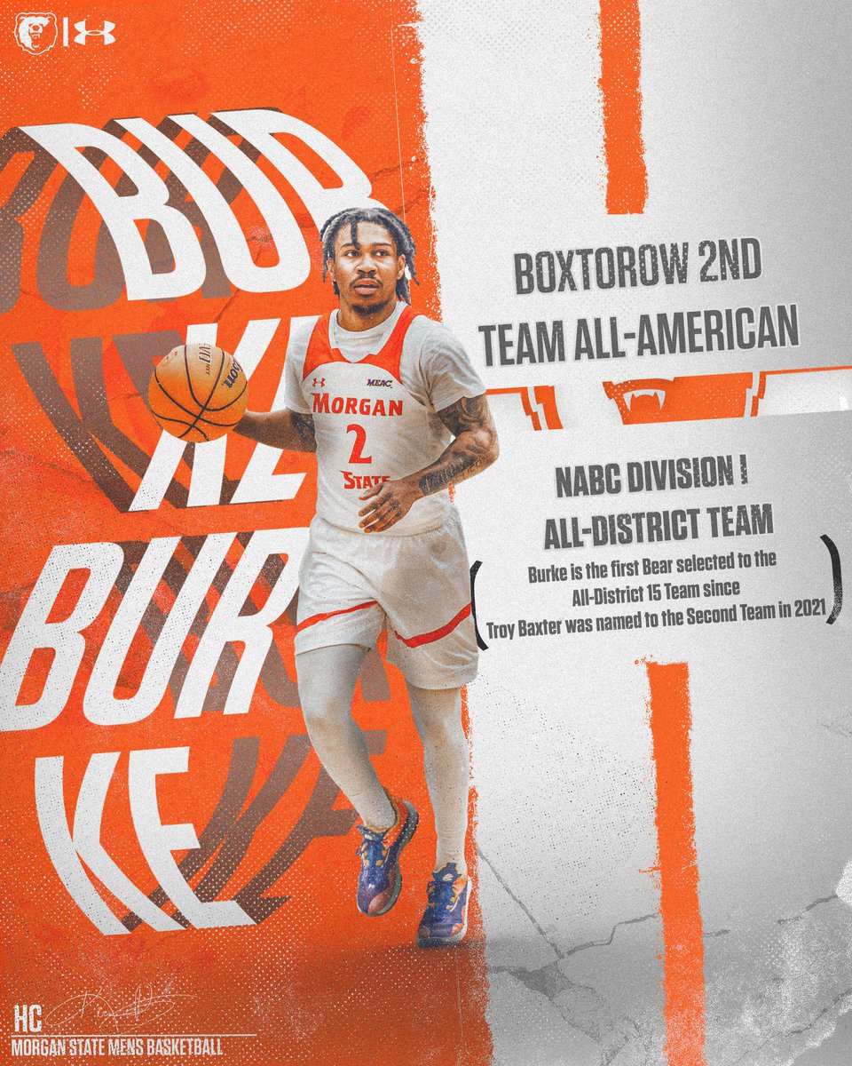 Congratulations ‼️
Burke is named as a Boxtorow 2nd Team All-American. #MorganStateMBB